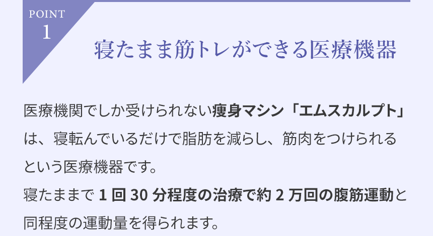 POINT1「寝たまま筋トレができる医療機器」